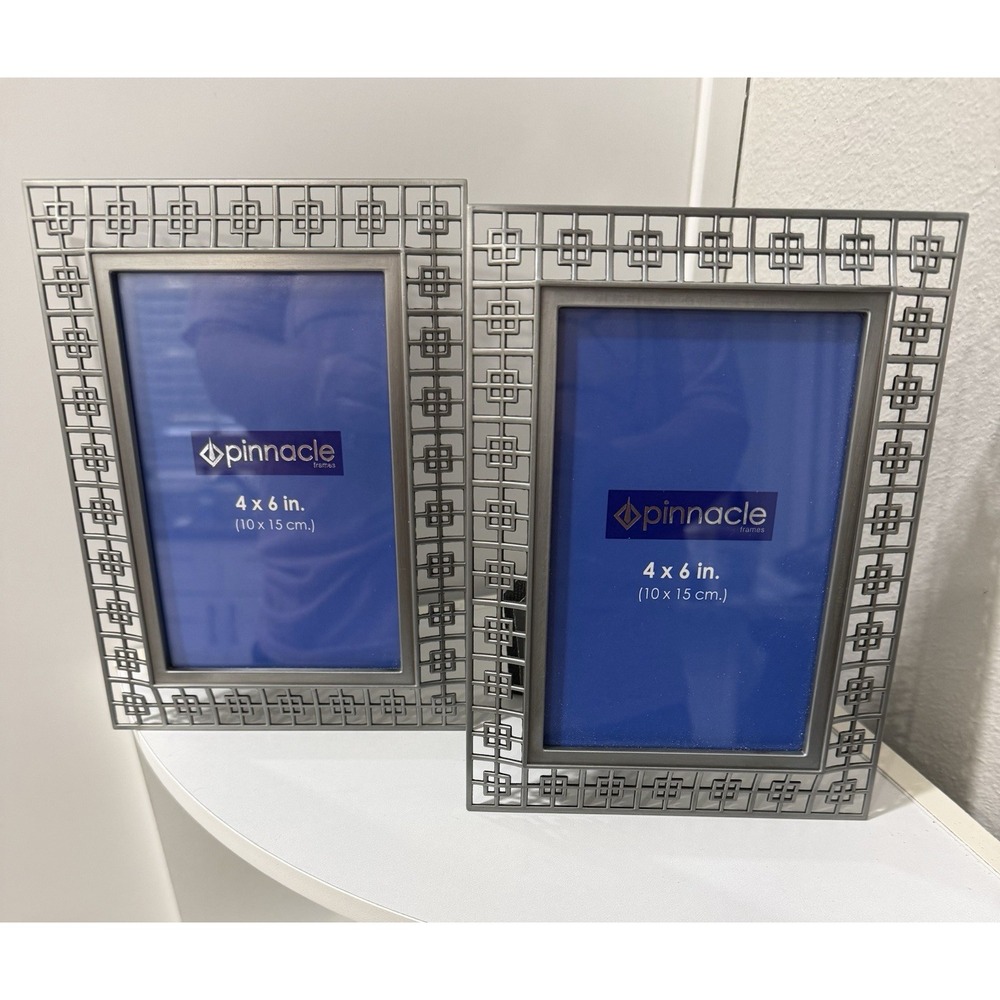 NEW Set of 2 Pinnacle Silver Picture Frames Holds 4"X 6" Photos Stand Up
